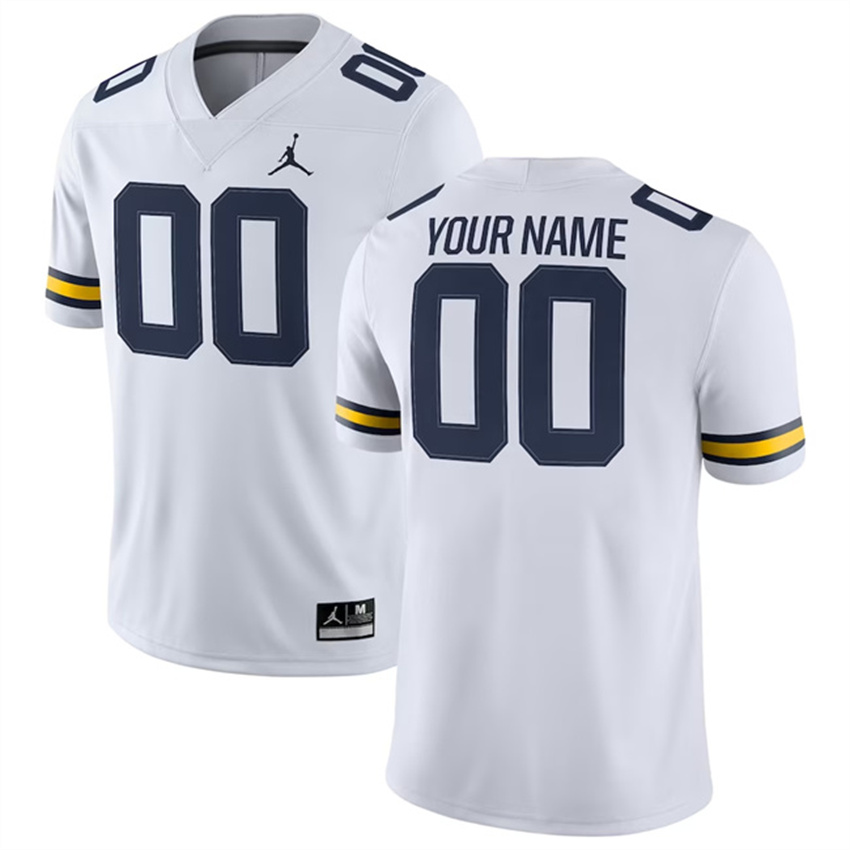 Men's White Michigan Wolverines Custom Stitched Jersey